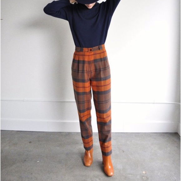 Rita Row Tapered Checkered Plaid Trousers Cotton Flannel Sz 40 - Picture 4 of 7